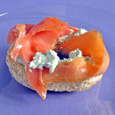 blagels with cream cheese and lox