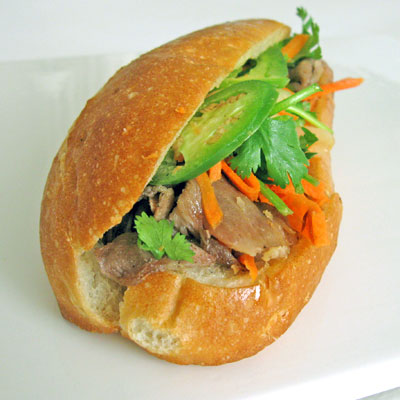 roasted pork bahn mi sandwich