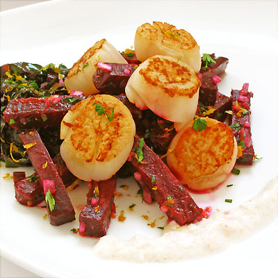 scallops with beets and horseraish from sippity sup