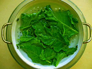 washing beet greens