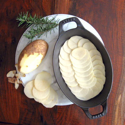 prepping the gratin dish