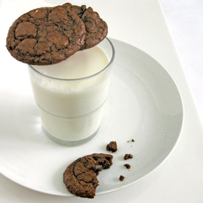 chcolate cherry cookies and milk