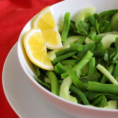 watercress green bean and avocado salad