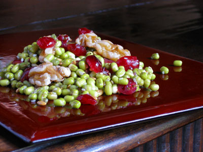 mung bean salad with cranberries and walnuts
