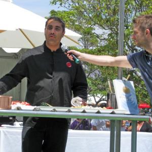 Chef Michael Mina does a cooking demonstration