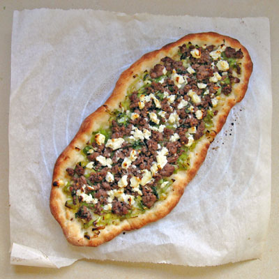 lamb flatbread with feta and mint