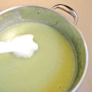 puree the soup with an immersion blender