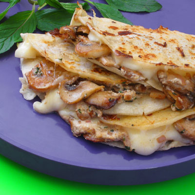 mushroom, goat cheese & mint quesadilla