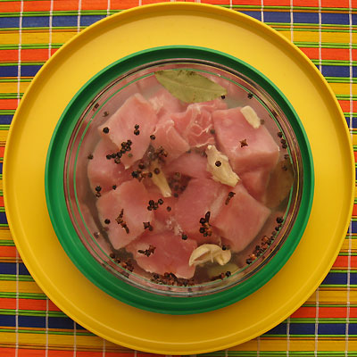 marinating pork loin cubes