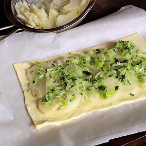 making a potato leek pie