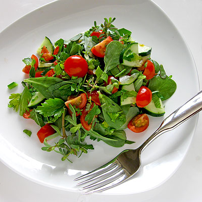 Puslane Salad with Cucumber and Tomato from Sippity Sup