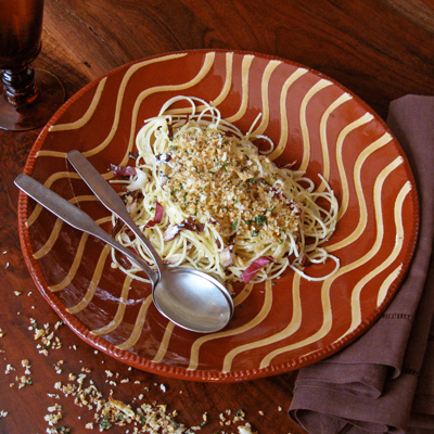 spaghetti with ricotta and radicchio