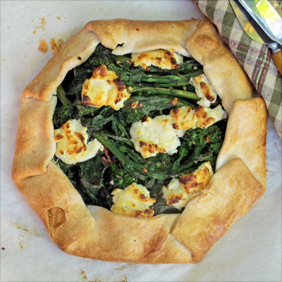 rapini galette with goat cheese