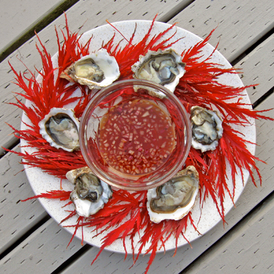 oysters with red mignonette