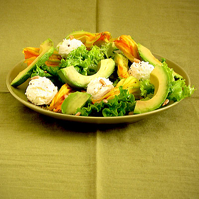 sippity sup makes a squash blossom salad with ricotta